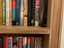 Detail of engraved text on bespoke bookcase